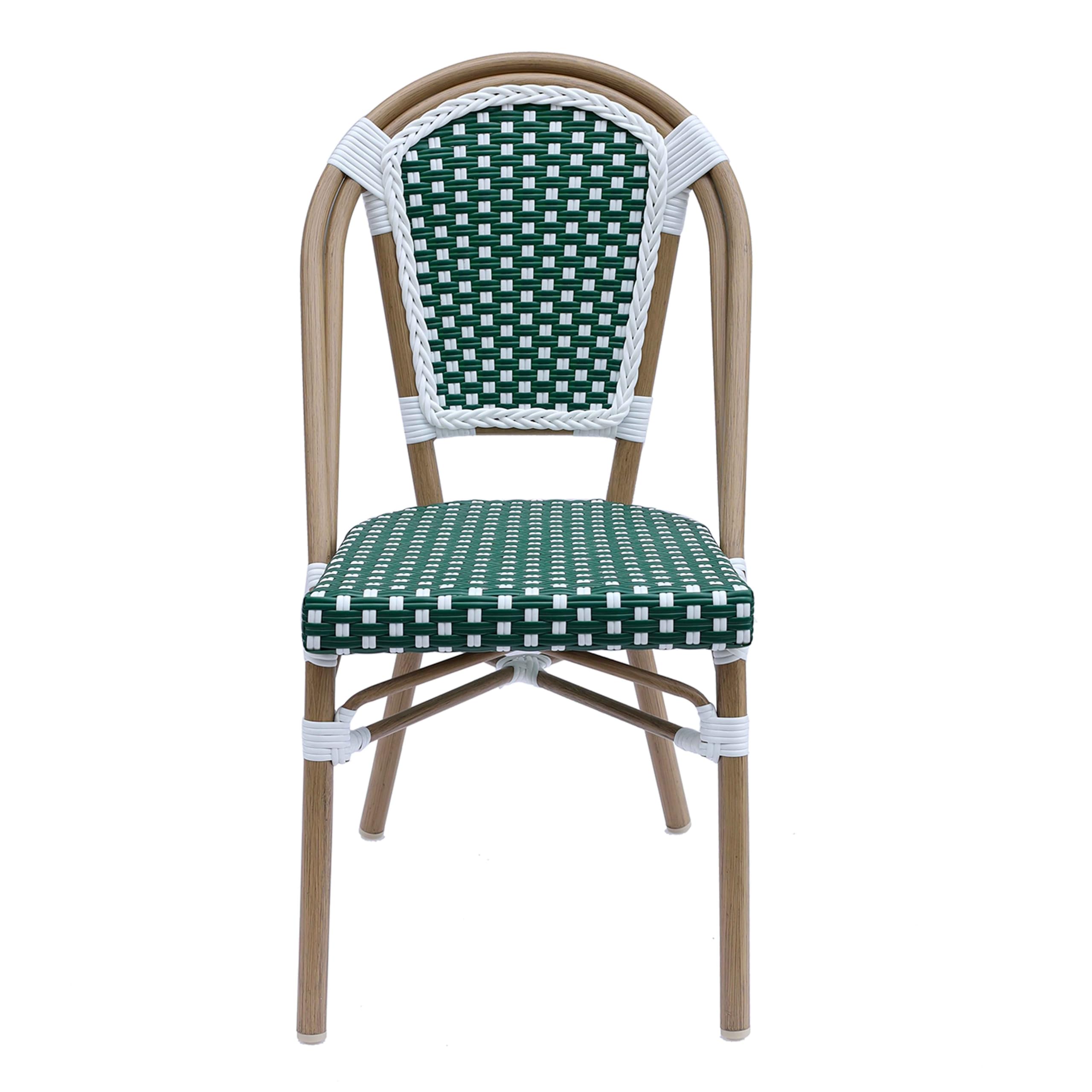 Oviala Chaise de terrasse bistrot Parisien en Aluminium et rotin Vert foncé