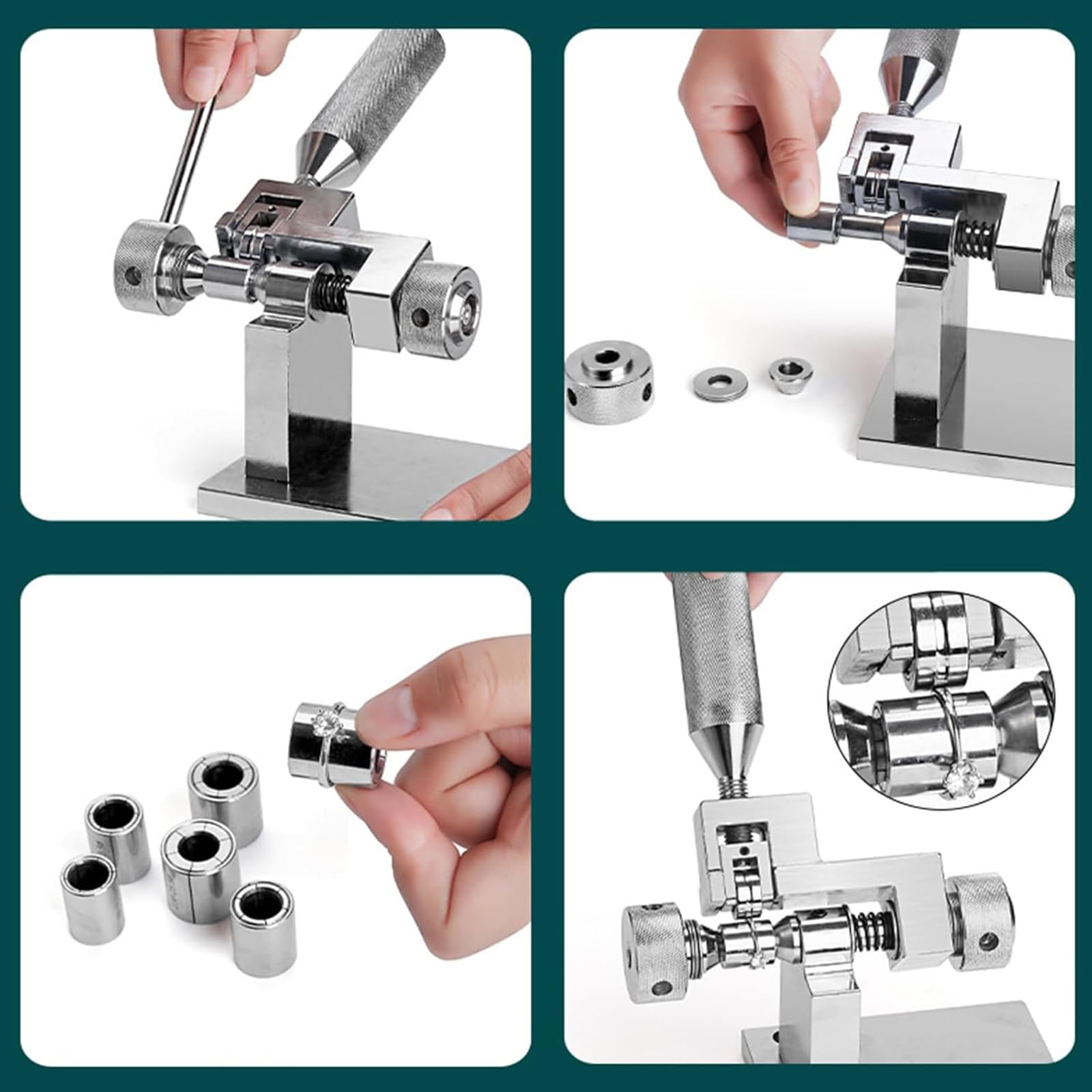 Ringexpander Für Silber & Gold, Professionelles Schmuck-Ringgrößen-Werkzeugset Mit 6 Verschiedenen Aufsätzen (8–25,5/US-Größe 8–13) Zum Ändern, Reparieren Und Formen Von Ringen