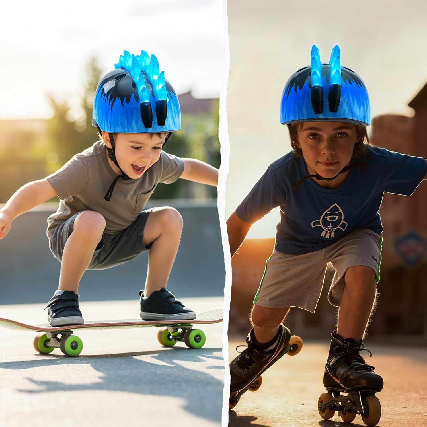 Toddler Bike Helmet with LED Lights, Kids Helmet for Boys 2-6 Years, Adjustable Kids Bike Helmets Toddler Helmets for Bicycle Skateboard Scooter