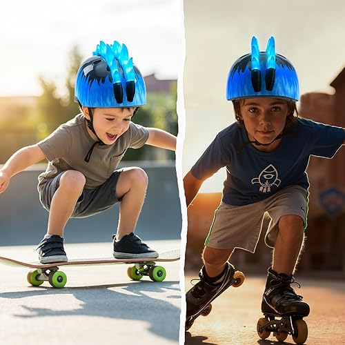 Miniatura 7 de Casco de bicicleta para niños pequeños con luces LED, casco para niños de 3 a 8 años, cascos de bicicleta ajustables para niños pequeños para