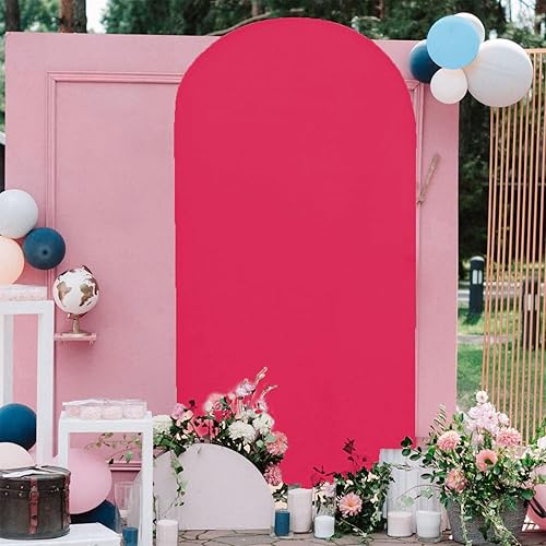 Miniatura 5 de OldPAPA Cubierta de arco de boda de 6.6 pies, cubierta de fondo de arco ajustable de elastano, parte superior redonda, soporte de telón de fondo de