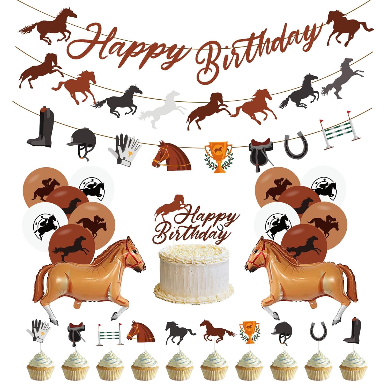 PRATYUS Horse Birthday Decorations for Kids Boys Racing Horse Party