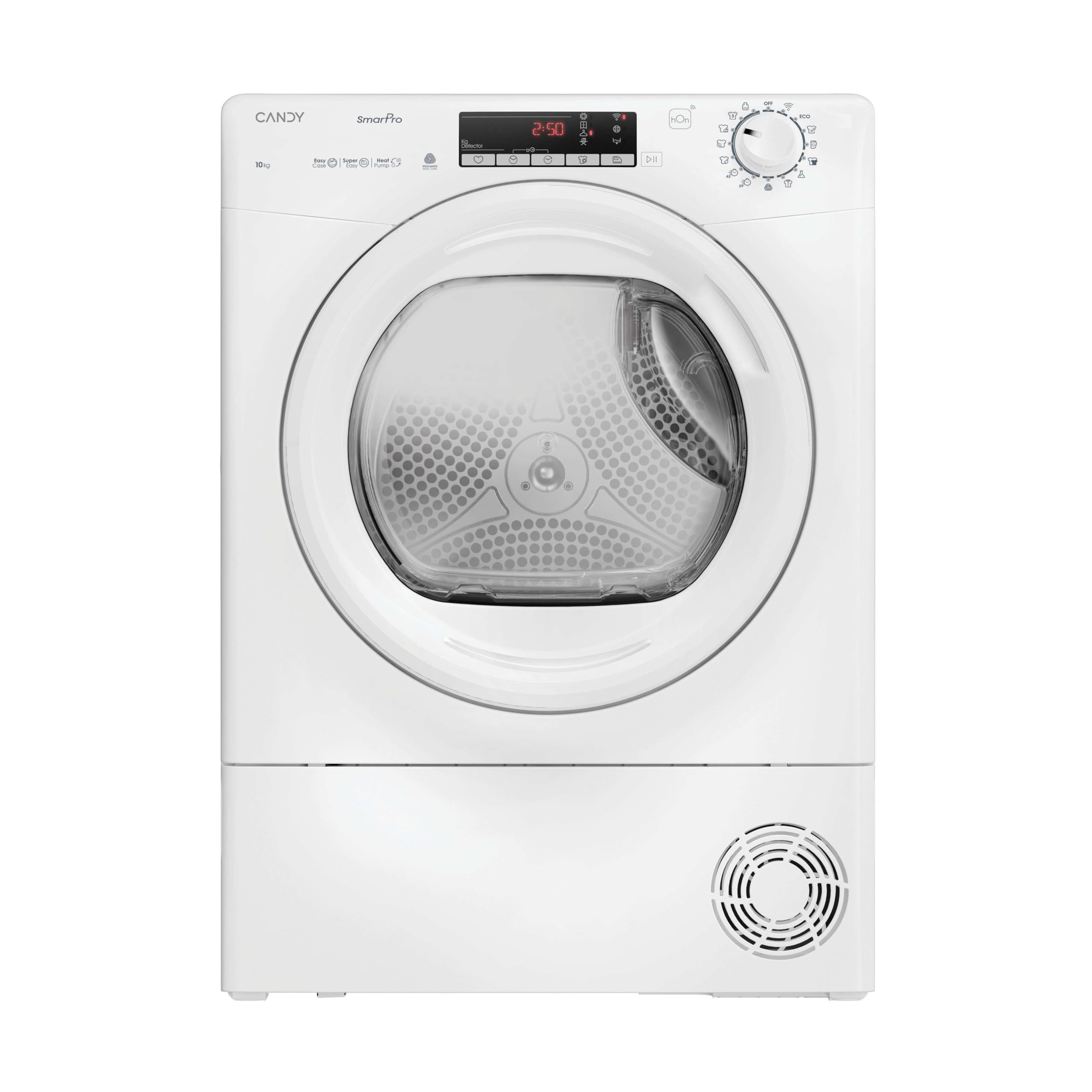Candy Smart Pro Inverter CRO EH10N2TE-S, Secadora 10KG, Bomba de Calor, Panel Smart Touch, WiFi, App hOn, 14 Ciclos, 3 Rápidos, Certificado Secado Lana, Snap & Dry, Inicio Diferido 24H, 64DB, Blanco