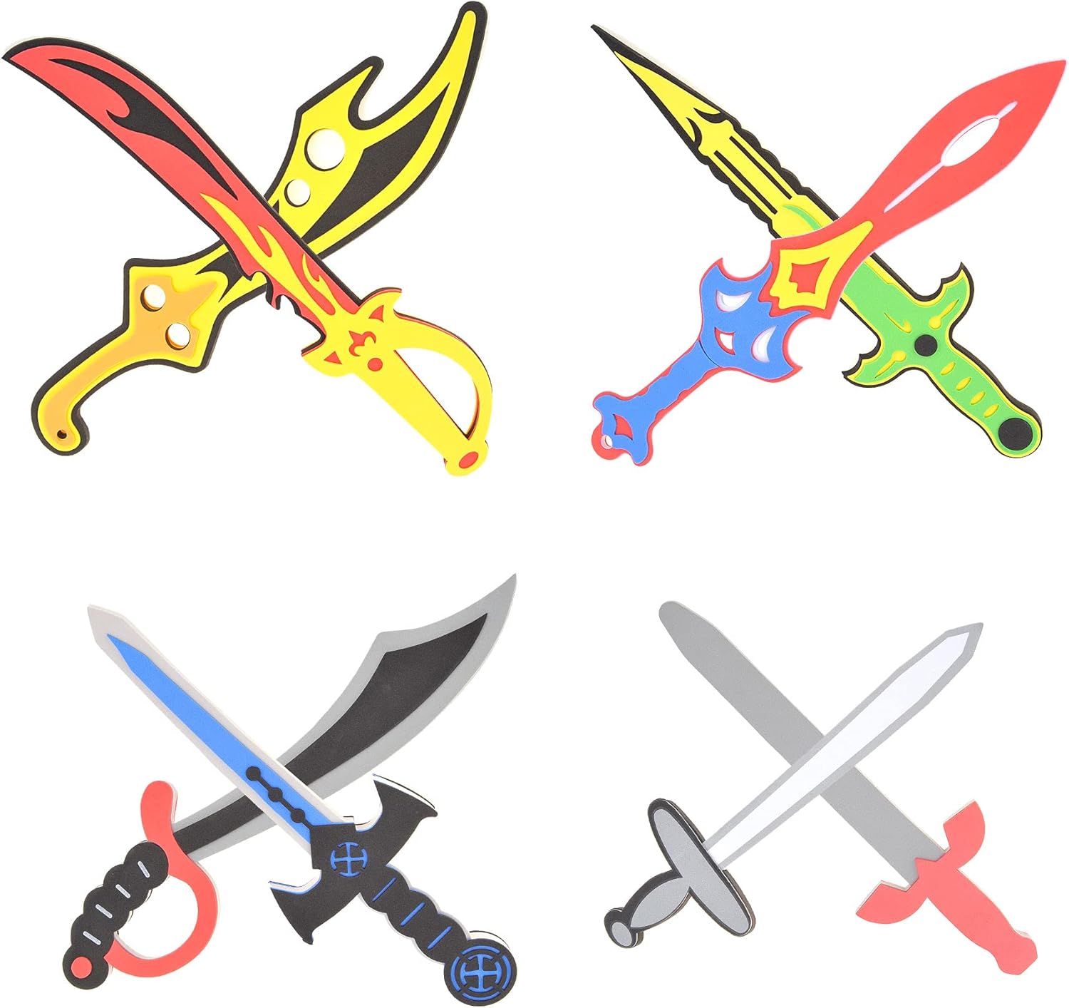 PowerTRC Foam Sword and Shield 12 Piece Playset | Ninja, Warrior, Viking Role Play Accessories for Kids | Great for Party Favors