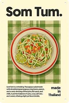 Som Tum Vintage Poster Funny Wall Decor 8 * 12 Inch Retro Metal Sign Posters For Gallery Kitchen Bathroom Farm Yard Bar Garage Man Cave Anywhere You Feel Is Appropriate