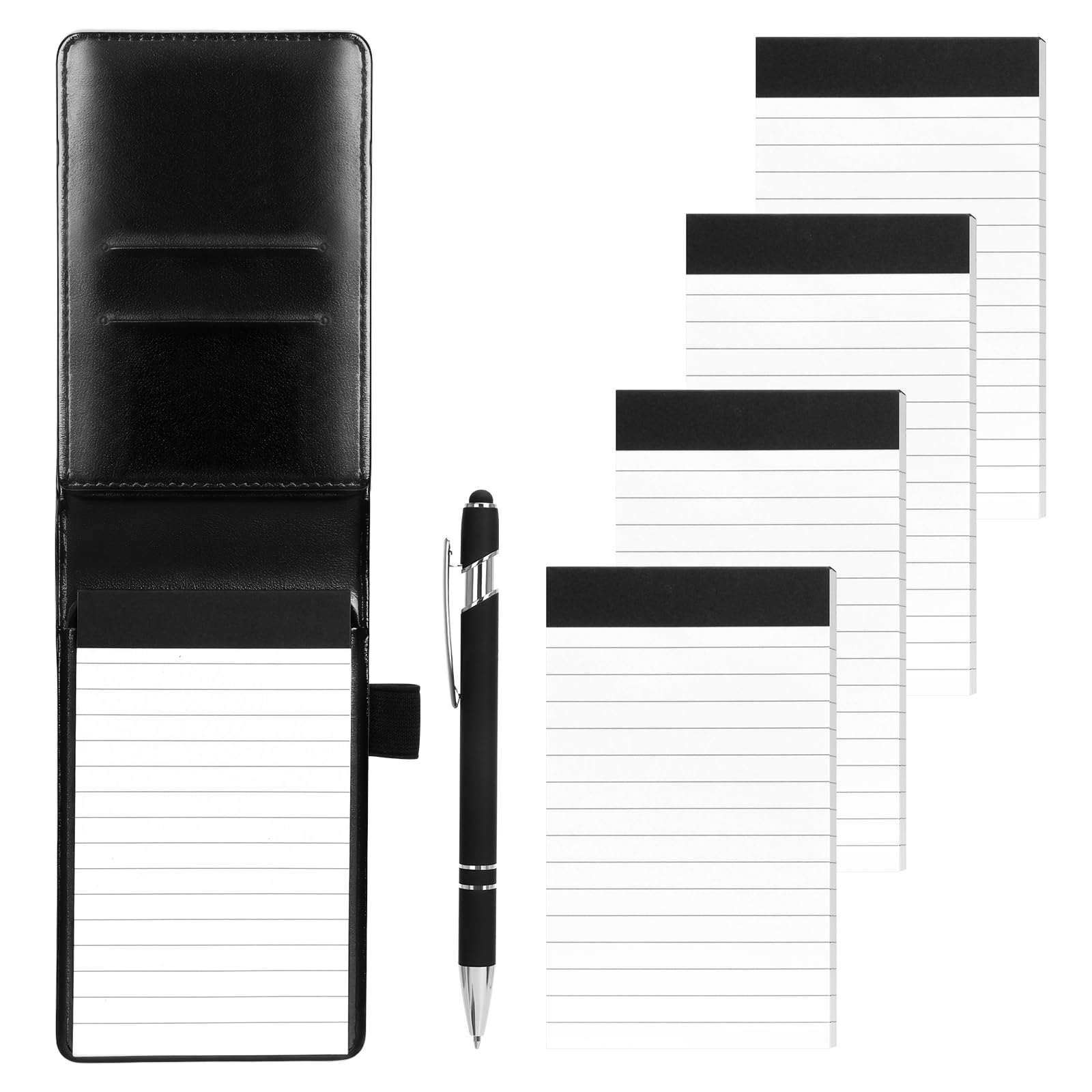 ZWQLZG Pocket Notebook A7, Mini Notepad Set, Included A7 Pu Leather Notebook 1 Metal Pen and 30 Lined Paper