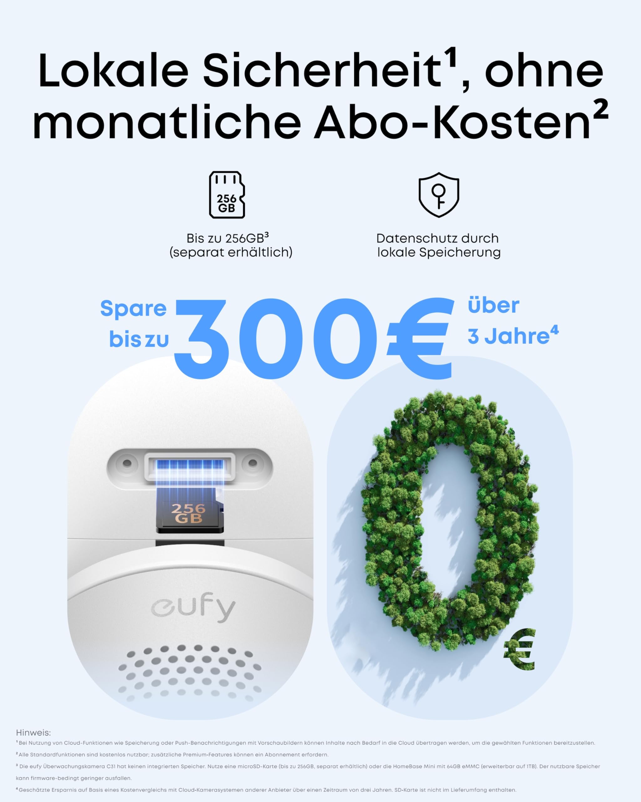 eufy Überwachungskamera C31 kabelgebunden, Überwachungskamera Außen | Farbnachtsicht, ohne Abo, 24/7-Videos, 360°-Sicht mit Schwenken/Neigen, KI-Erkennung Mensch/KFZ/Tier/Weinen, lokaler Speicher