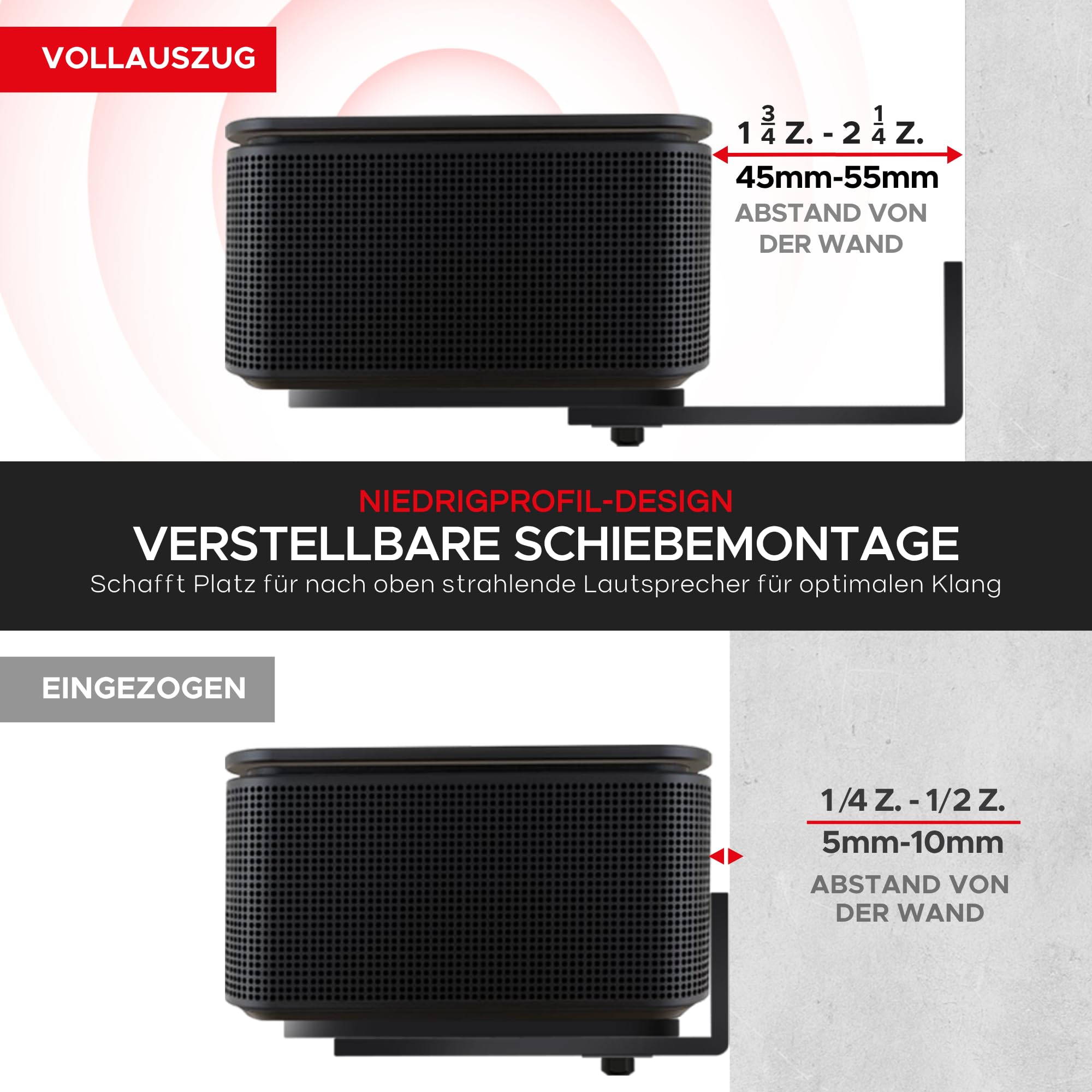 Sound Bass Smart Soundbar 300 500 550 600 700 900 Lifestyle Ultra Wandhalterungsset für Bose 300/500/550/600/700/900 Lifestyle Ultra, TV Speaker, Verstellbares Montage unter TV-Halterung, Schwarz