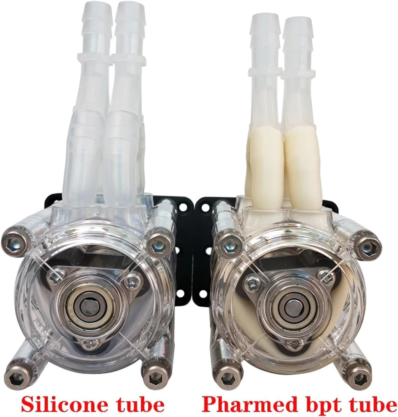 Peristaltic Pump Water Pump Dual Pump Head 12V 24V DC High Flowrate For Aquarium Lab Analytical 1Pcs(Silicone tube,Rated voltage 12V)