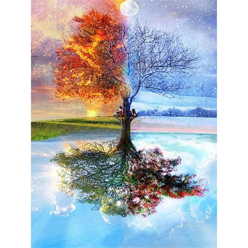 Toile Diamant Art Salon Décoration Arbre des Quatre Saisons 70x90