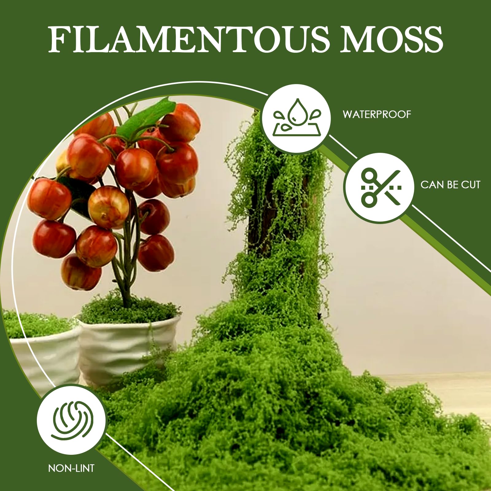 200g Musgo Artificial Verde Oscuro, para Pared, Habitación Infantil, Acuario, Maquetas, Plantas Artificiales, Decoración de Habitaciones