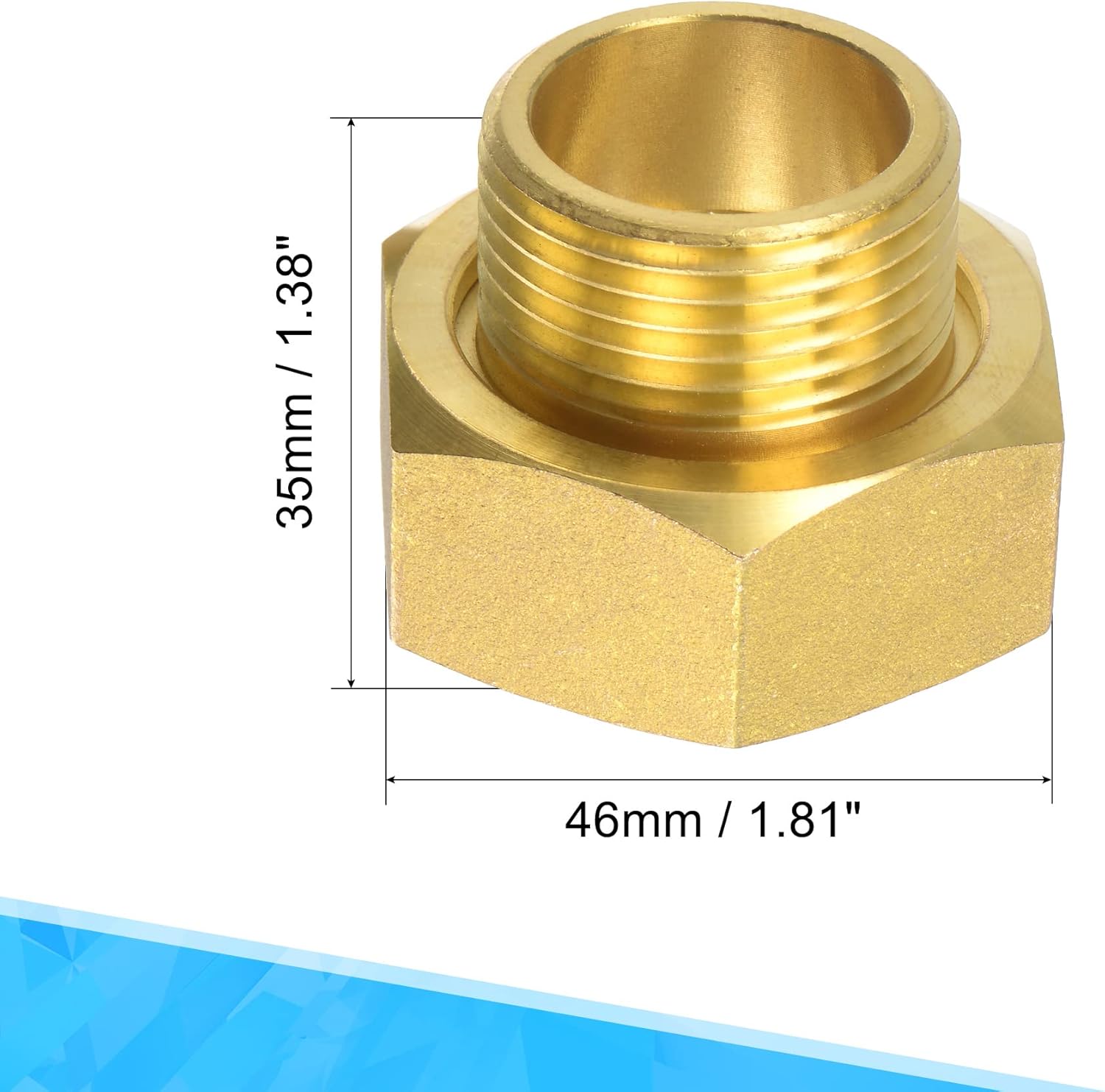 MECCANIXITY Brass Pipe Fitting Water Meter Coupling G1-1/4 Female x G1 Male Thread Hex Connector Adapter 35mm Length