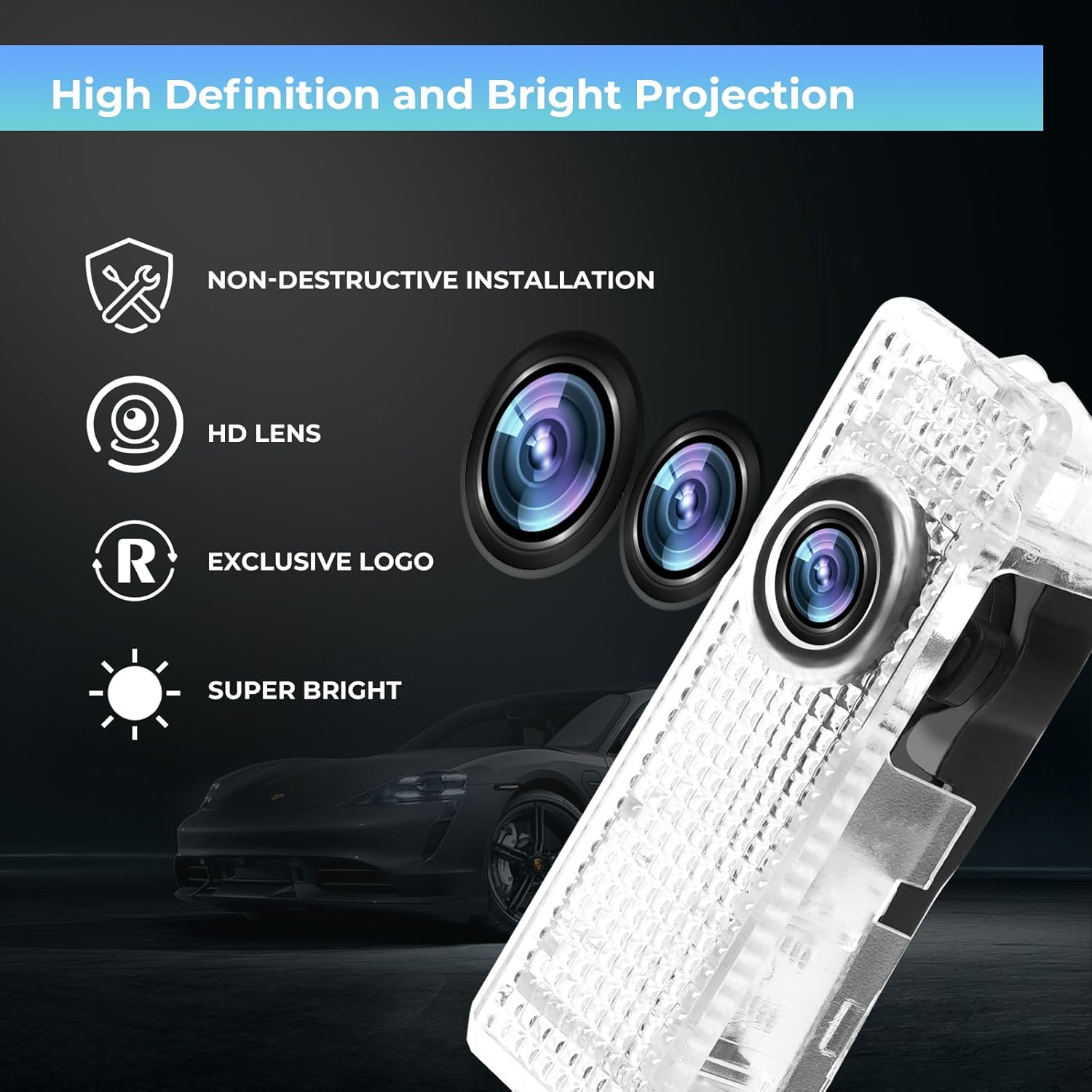 4PC Car Door Light Projector, Customized Logo Door LED Lights Compatible with 1/2/3/4/5/6/7/X/Z/M/GT Series M Car Accessories