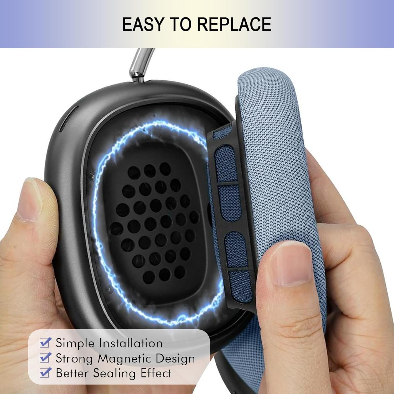 Ear Cushions Replacement for AirPods Max 2024, Ear Pads Cover for Apple Air Pods Max 2 Over-Ear Headphones with Sweatproof Protein Leather (Light Blue)