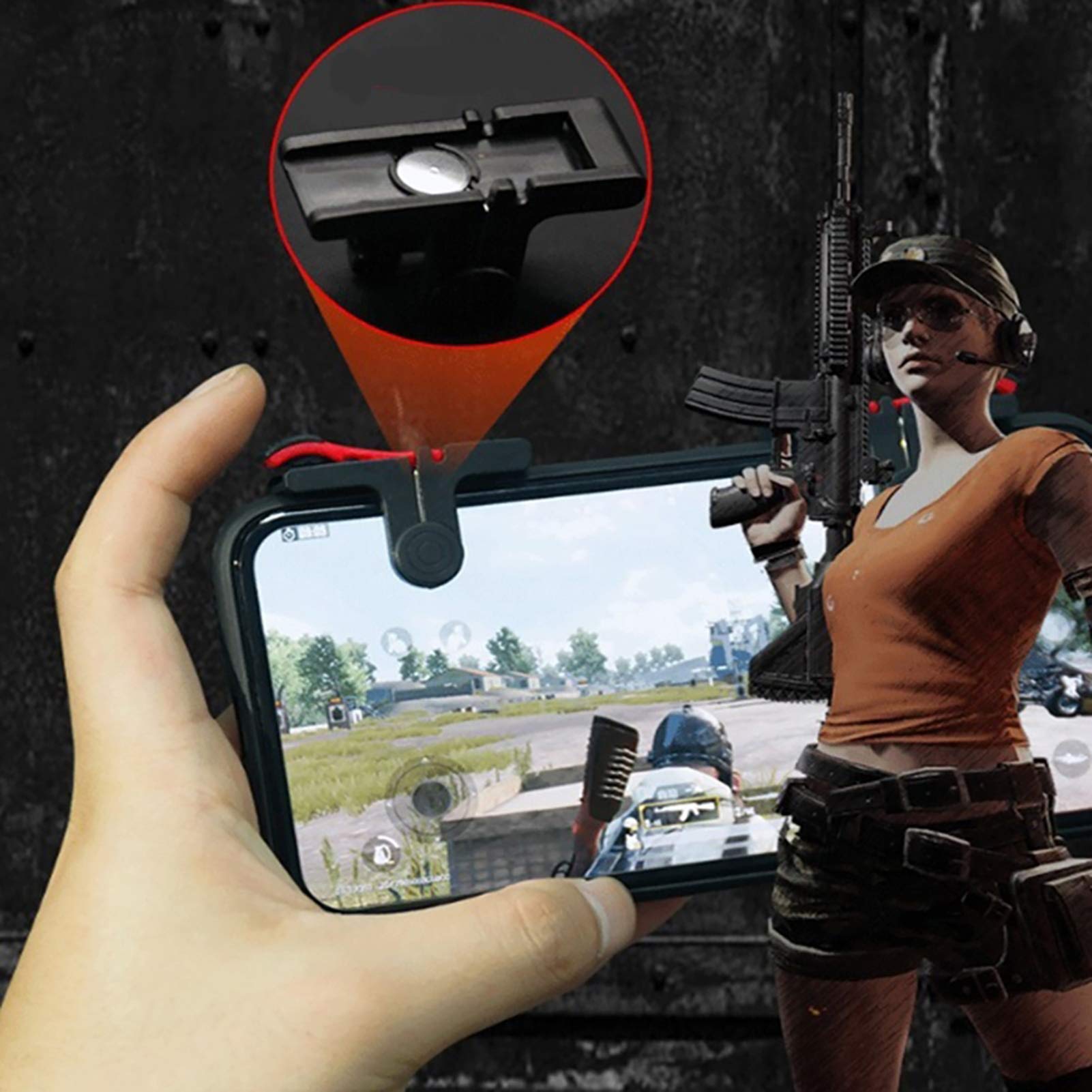 Gamepad per dispositivi mobili PUBG Mobile/Fortnitee Mobile/Call of Duty Mobile, gioco mobile Trigger Joystick Gamepad per iPhone/Android, scatto sensibile e mira L1R1 Trigger Nero