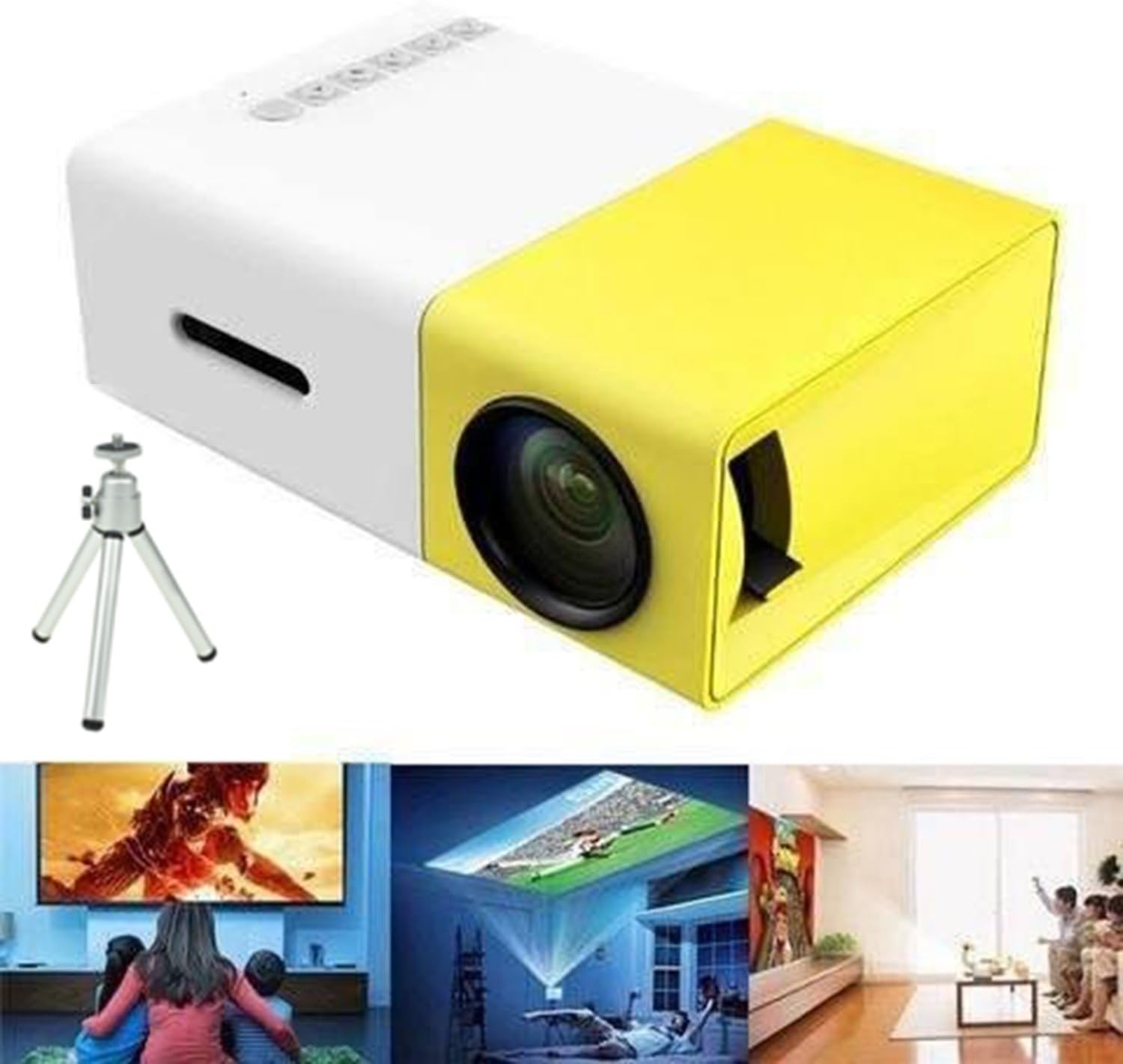 Mini Portable LED Projector with Laptop USB/SD/AV/HDMI Input for Video/Movie/Game/Home Theater