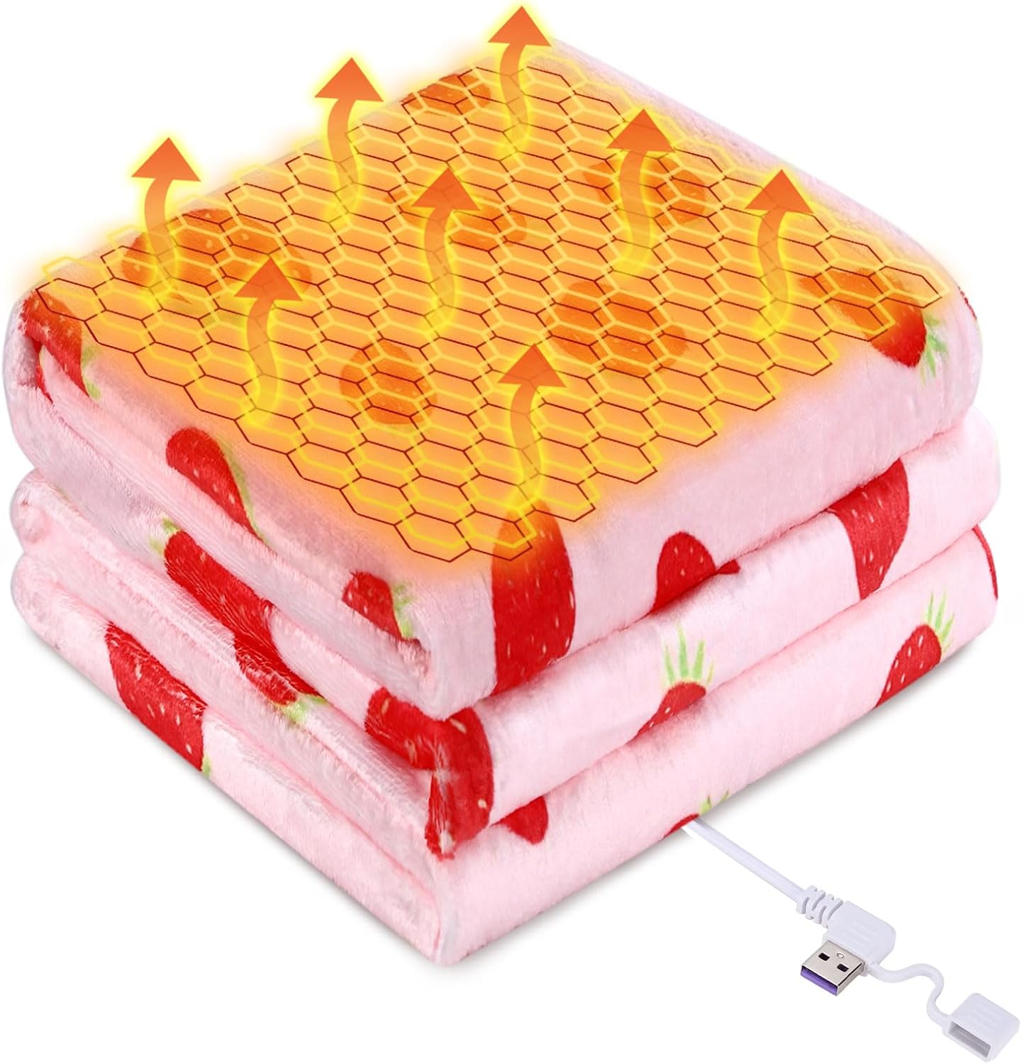 USB Heated Blanket Type-C Heated Hoodie Throw Blanket Electric Shawl Leopard Print 1 Heating Level Wearable Soft Heating Shawl for Neck & Shoulder, Winter Gifts for Women Travel,Camping,Bed