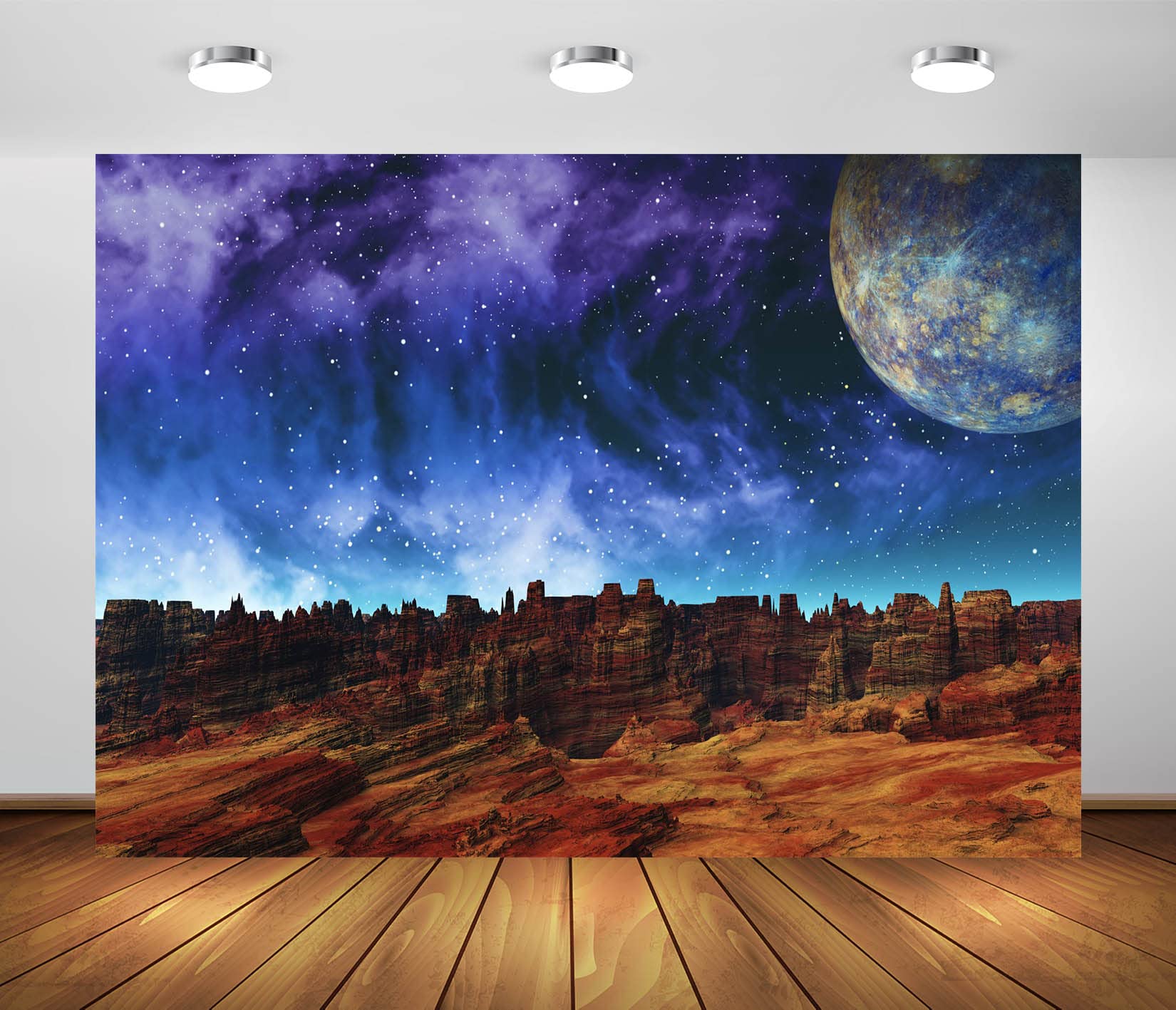 BELECO 3x2.5m Telo sfondo rocce deserto notte | Cielo stellato stelle via lattea spazio galassia sfondo fotografia ritratti accessori studio foto