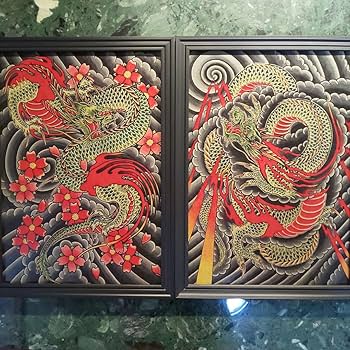 Amazon.co.jp: 「倶利伽羅龍」A4サイズ TATTOO フラッシュ 錦絵