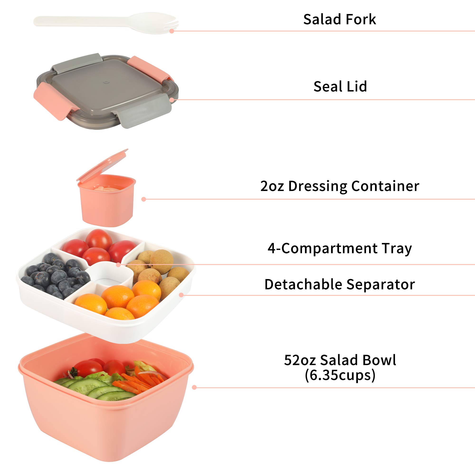 Legami - Contenitore Porta Pranzo, Lunch Box, Stars, 1 Forchetta, 1 Vassoio a scomparti, 1 Porta Condimenti Removibile Inclusi, Capacità 1700 ml, 19 x 10.7 x 19 cm