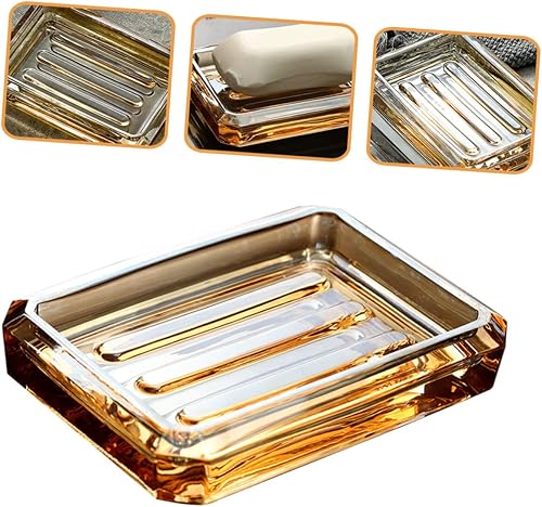 Miniatura 3 de Zerodeko Caja de jabón transparente Bandeja cuadrada para servir Soporte de tira de decoración de bañera Soporte de jabón de barra Caja de jabón