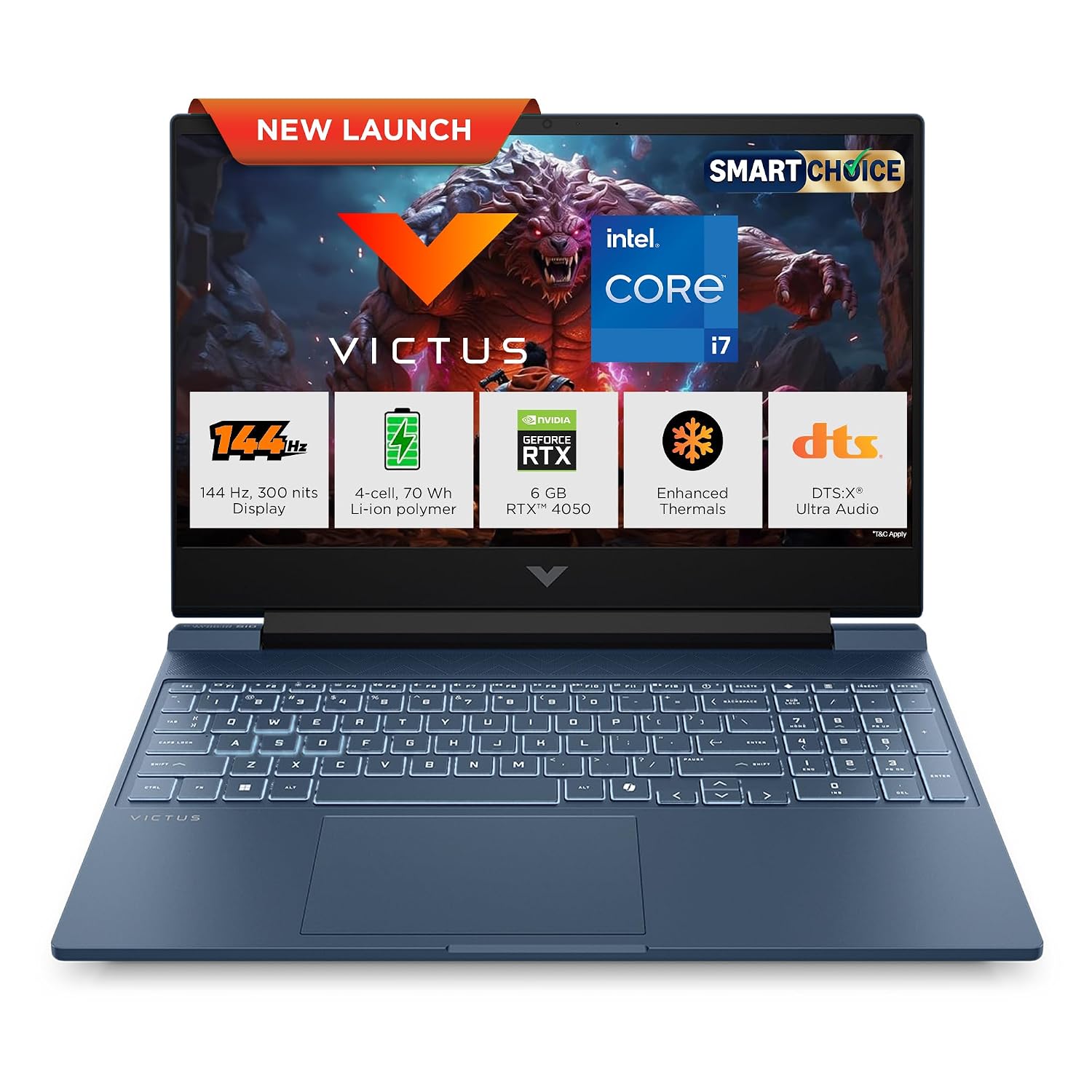 HP Victus 15 Smartchoice, Intel Core i7-13620H, 6GB RTX 4050, 16GB DDR4, 512GB SSD, FHD, IPS, 144Hz, 300 nits, 15.6''/39.6cm, Win11, Office24, Blue, 2.3kg, Fa2805TX/2103, Xbox Gamepass* Gaming Laptop