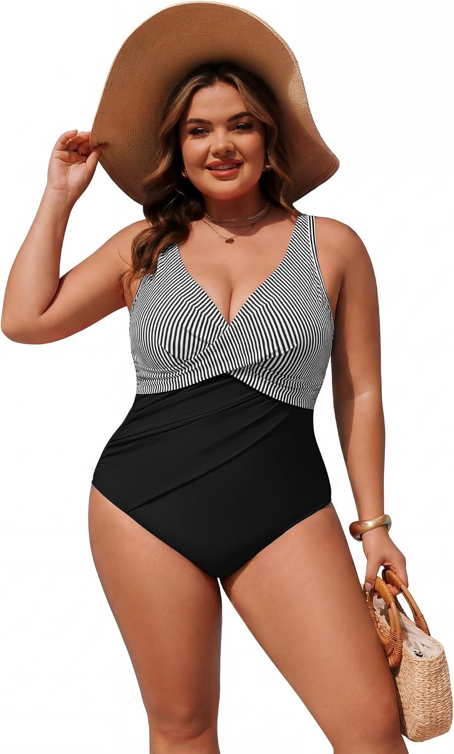 Hanna Nikole Womens Plus Size One Piece Swimsuit, Tummy Control Bathing Suit, Full Coverage Swimwear 2026