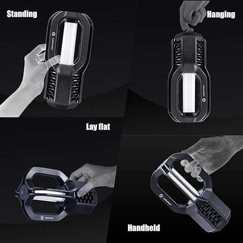 Miniatura 6 de Linterna LED recargable para campamento, diseño de agarre libre, 4 modos, impermeable IP65, brillo cálido de 3000 K, luz ligera y portátil para