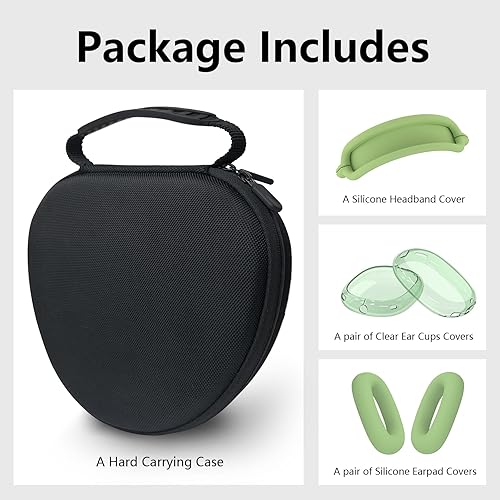 Miniatura 6 de Funda rígida para AirPods Max, funda de viaje para auriculares con funda de silicona para AirPods Max, funda transparente para orejeras, funda para