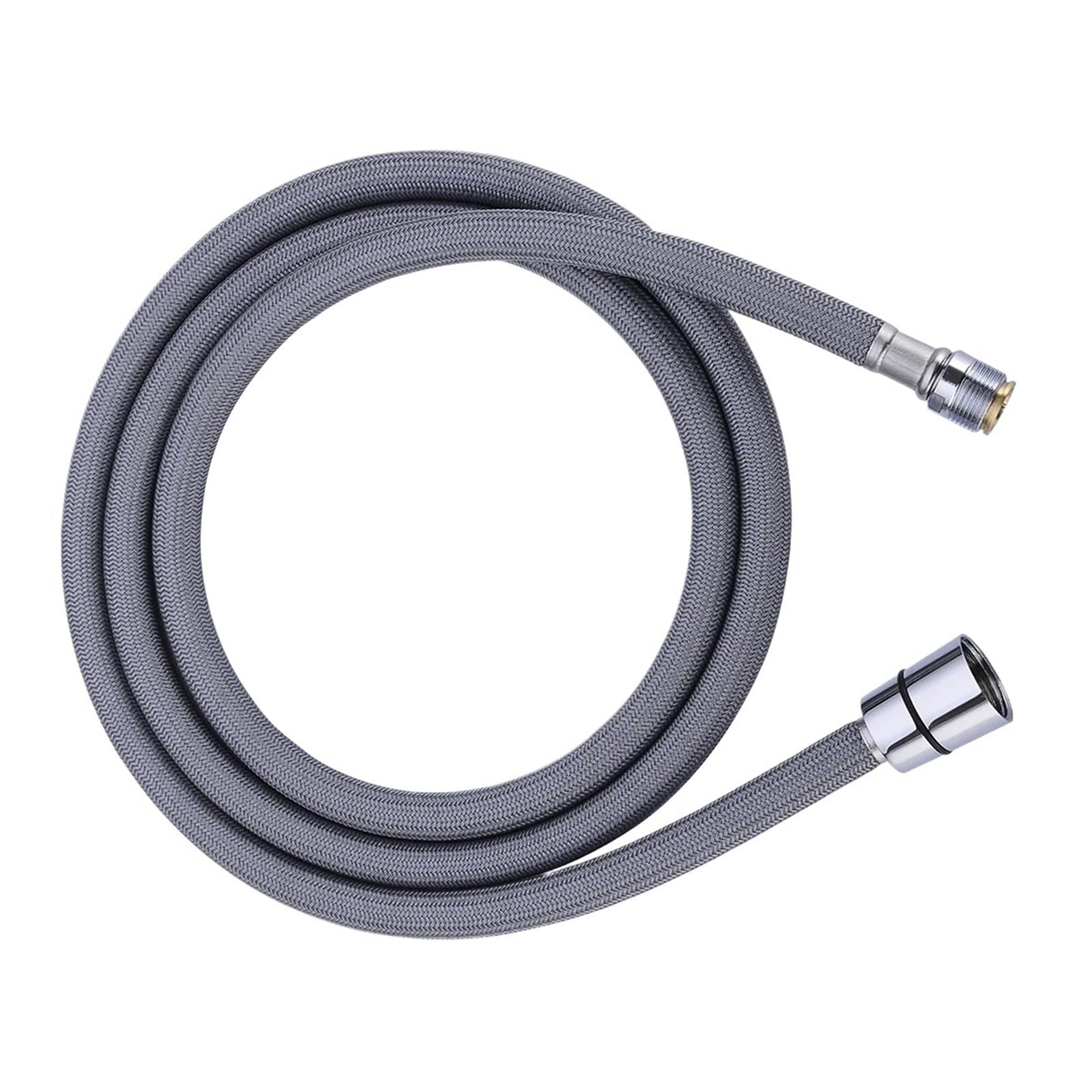 Sparklwleaf 150Cm Gray Faucet Pull Out Hose 50/60/150Cm F1/2 M15*1 Pull Out Faucet Hose Nylon Braided Flexible Water For Kitchen Plumbing Spinning Tube(150Cm Gray)