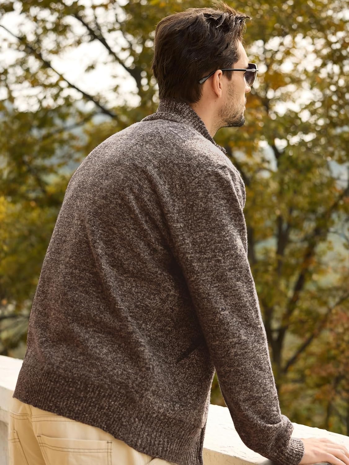 Les umes Jas heren gebreide jas opstaande kraag herfst winter fleecejack met ritssluiting regular fit gebreid cardigan, zwart, L