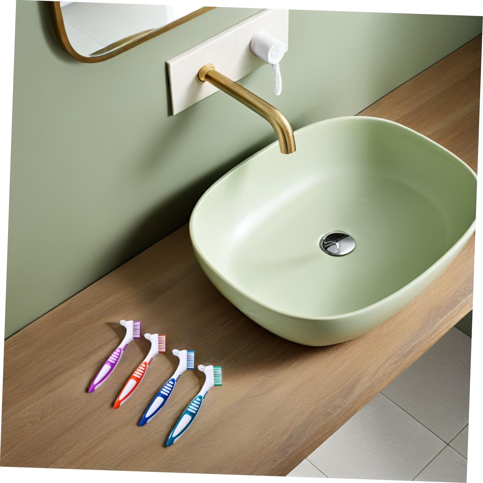 SOIMISS 12 Piezas Cepillo para Dentaduras con Doble Cabezal y Mango Ergonómico Cepillo y Duro para Limpieza Profunda de Prótesis Kit Portátil para Mayores Viaje