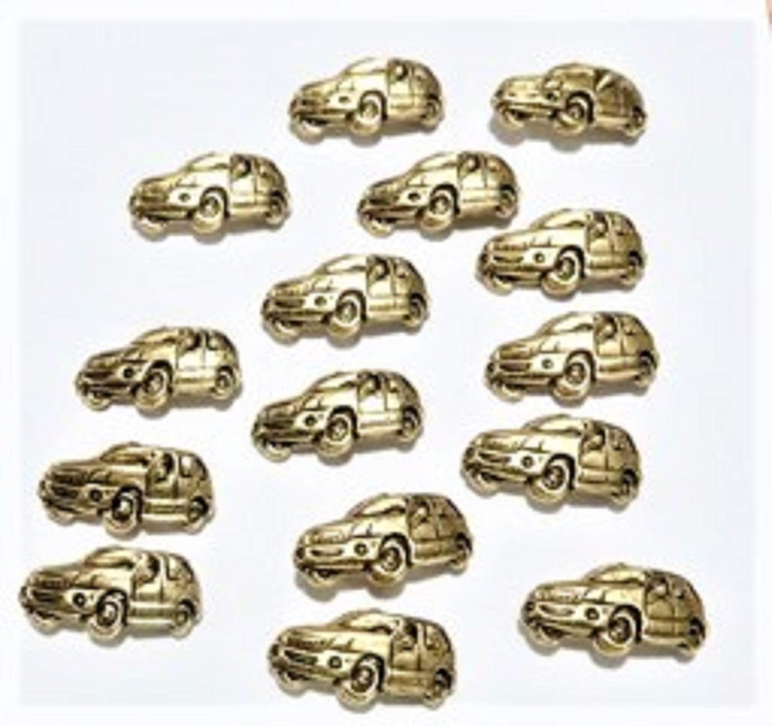 15pc SUV Decorative Metal Push Pins - Antique Gold Off-Road Car Thumbtacks for Cork Board - Automotive Theme Map Tacks for Office, Garage & Bulletin Board Decor