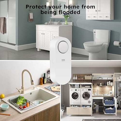 Miniatura 8 de Detectores de fugas de agua, paquete de 6, sensor de alarma de agua de 120 dB, detector de inundación, alarmas sensibles de fugas y goteo, para el