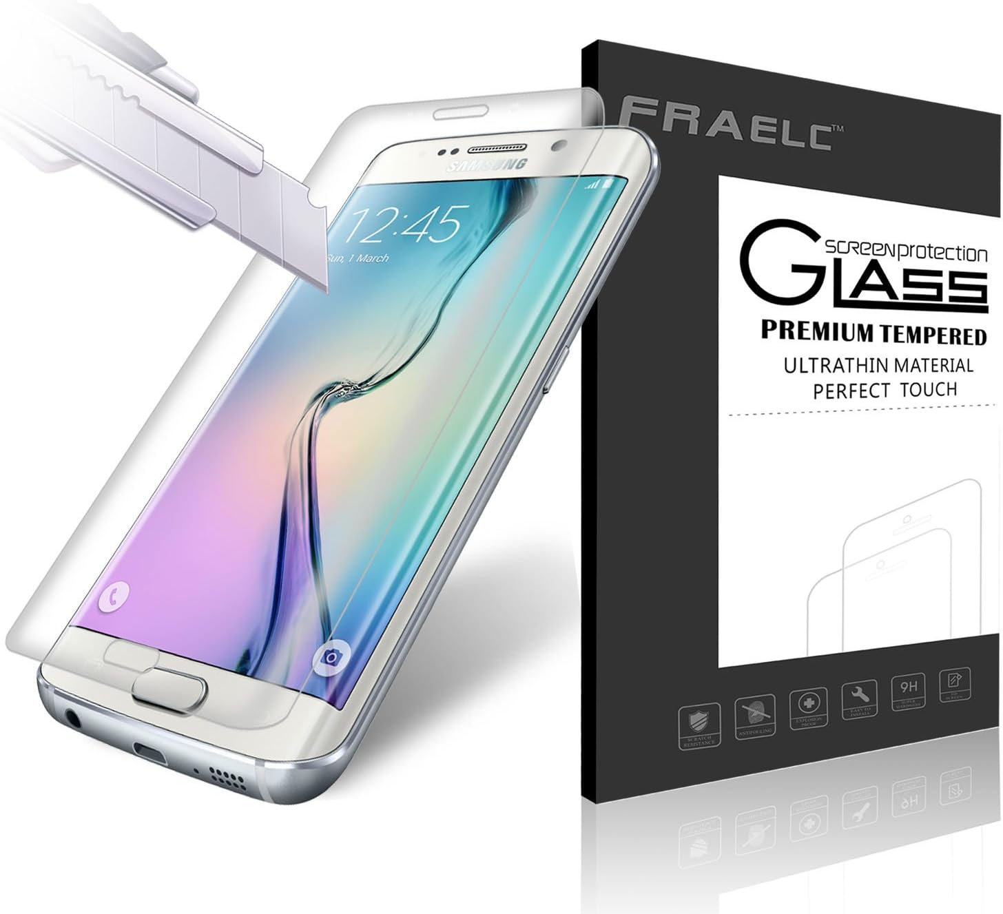Samsung S6 Edge Screen Protector, Fraelc Galaxy S6 Edge Tempered Glass Screen Protector [Full Screen Coverage] 9H Hardness 3D Curved Screen Protector Film for Samsung Galaxy S6 Edge