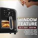 T-fal infrarouge Air Fryer, technologie d'infra-chauffage Premium, 7-in-1, 5L/ 5.3 QT, Pas de préchauffage, fenêtre visible, 7 Programmes de cuisine avec programme de finition croustillante supplémentaire, plus rapide, plus juteux, Crispier, noir