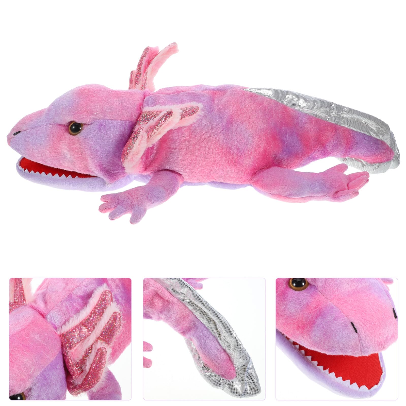Marioneta de Mano Juguete Educativo Interactivo para Niños de Salamandra de Peluche de Felpa Relleno de Algodón PP para Desarrollar Coordinación Mano-Ojo