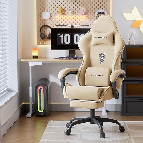 Miniatura 2 de Ferghana Silla de juego morada sillas ergonómicas de juego para adultos y adolescentes silla de PC de carreras con reposapiés silla de juego de