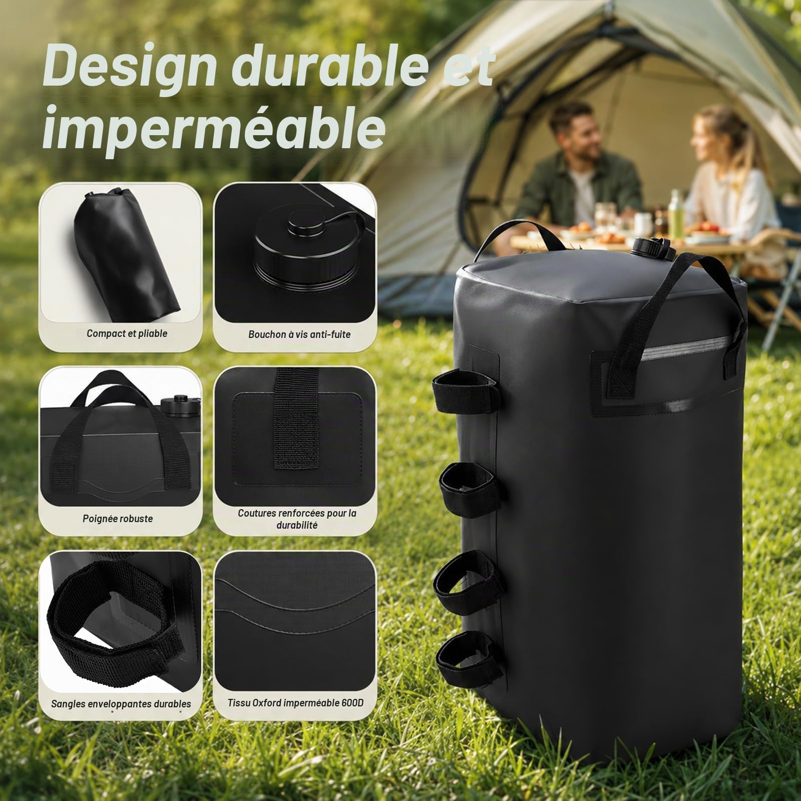 Lot de 4 poids de 25 l pour tonnelle, sacs de sable et pieds de tonnelle, remplis d'eau, sacs de lestage réutilisables, sacs de sable pour tonnelles, tentes de jardin, tentes de réception