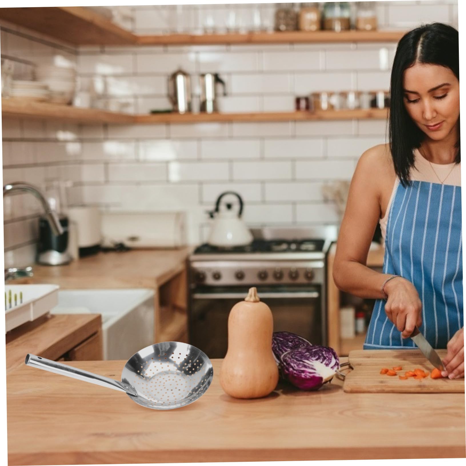 Colador de Acero Inoxidable para Cocina Colador Multifunción para Freír y Escurrir Alimentos Práctico para Familias y Restaurantes Fácil de Limpiar y Almacenar