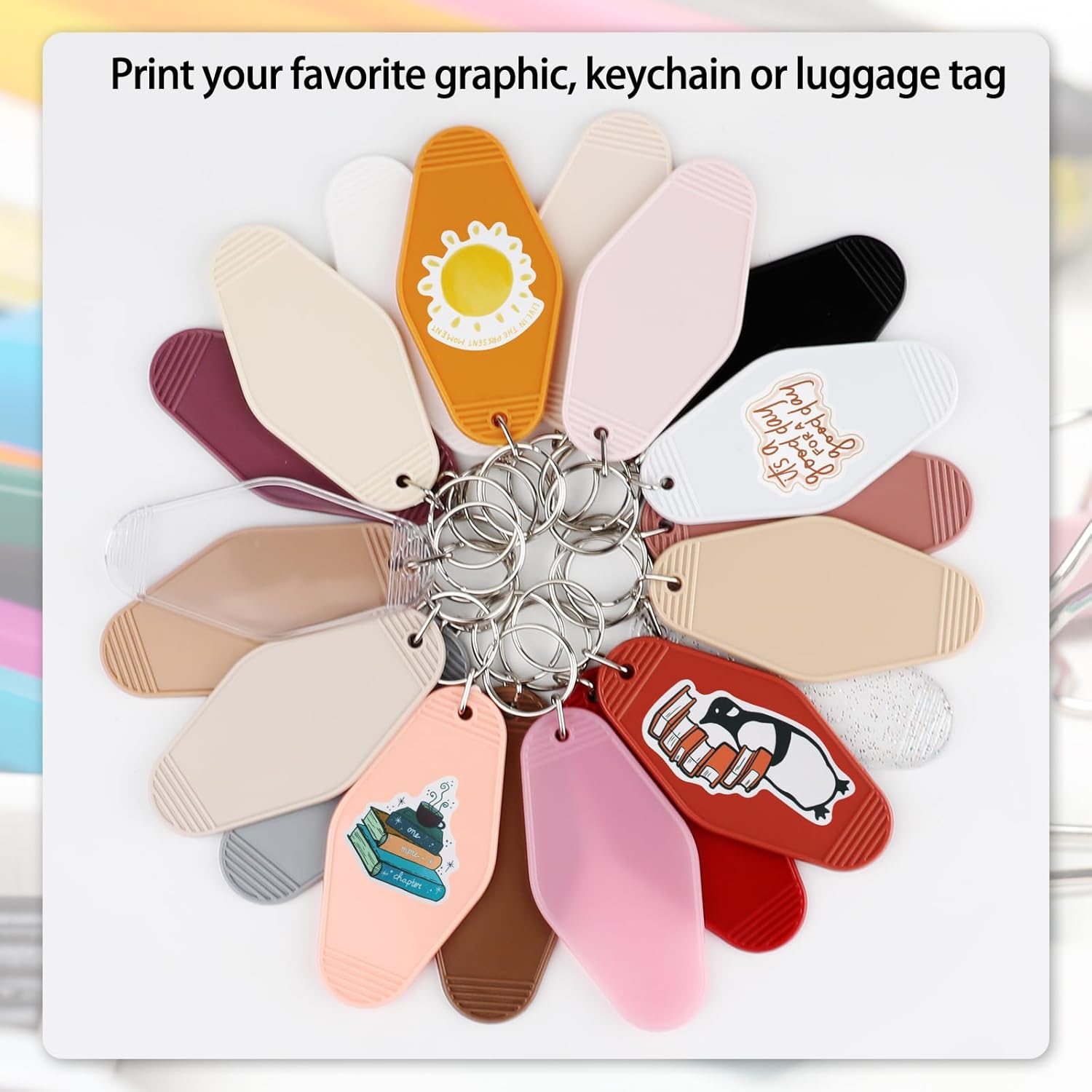 40個 ホテルキーホルダー ブランク キーリング付き 20色