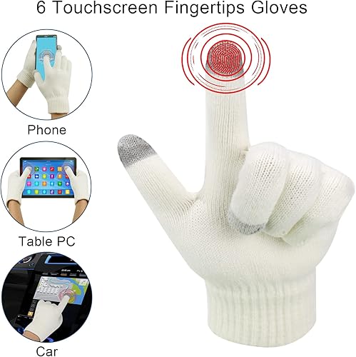 Miniatura 4 de Hicdaw Gorros de invierno para mujer, bufanda, guantes de invierno para mujer, gorro largo con forro polar, guantes para pantalla táctil