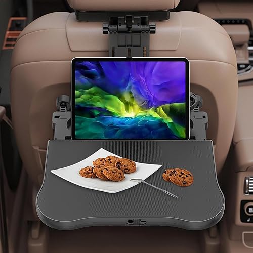 Miniatura 2 de Mesa plegable para asiento de automóvil, para niños, pasajeros, viajes, comida, asiento trasero, bandejas de viaje, comedor, trabajo, portátil,