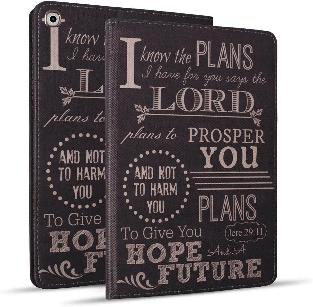 for iPad 9th/8th/7th Gen (2021/2020/2019) 10.2 Inch Case - Adjustable Stand Auto Wake/Sleep Smart Leather Cover for iPad Air (3rd Gen) 10.5" 2019 - Quotes Bible Verse Jeremiah 29:11