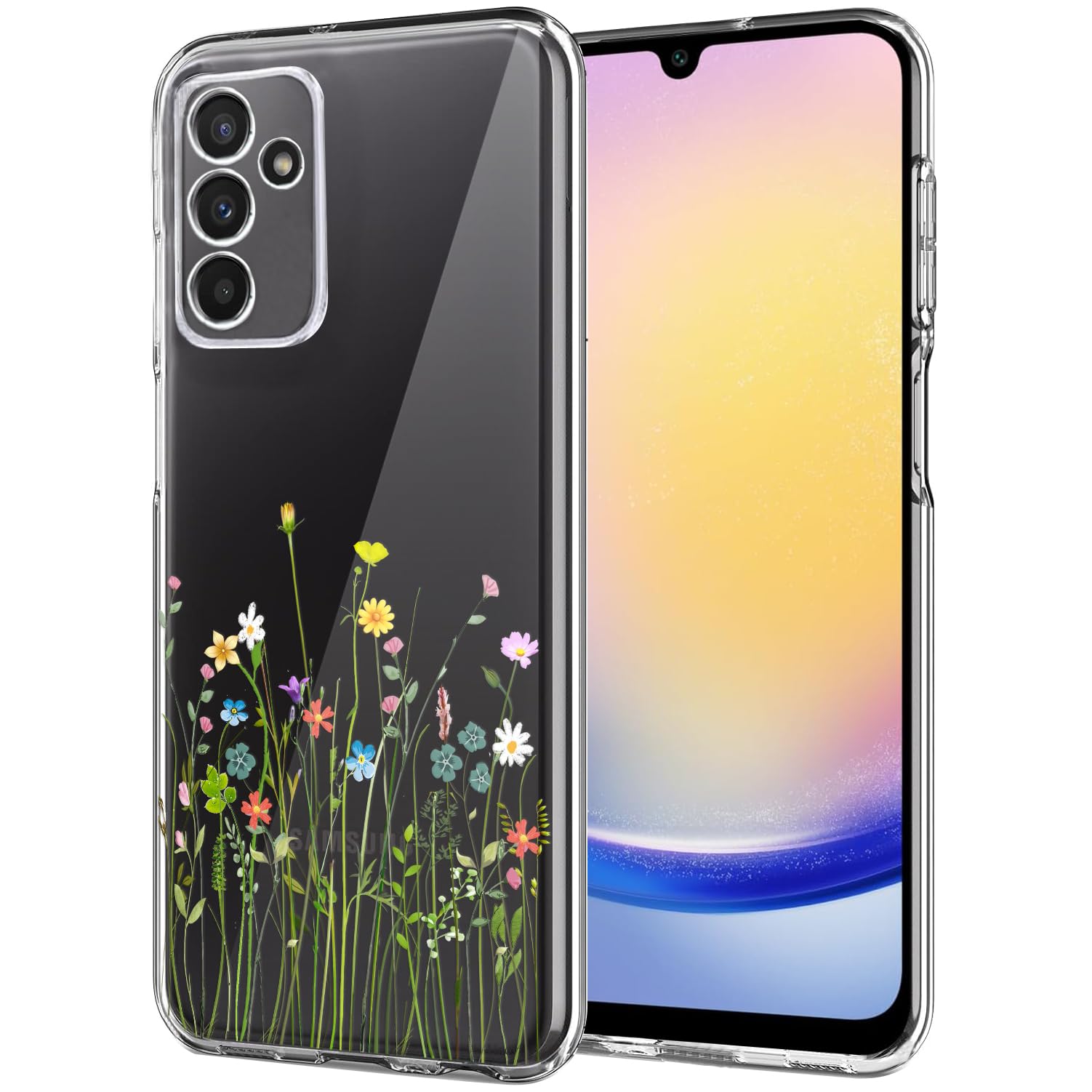 Unov Case Designed for Galaxy A25 5G, Crystal Clear Phone Case with [Anti-Slip Embossed Pattern], Shockproof Slim Protective [Anti-Yellowing TPU] Back