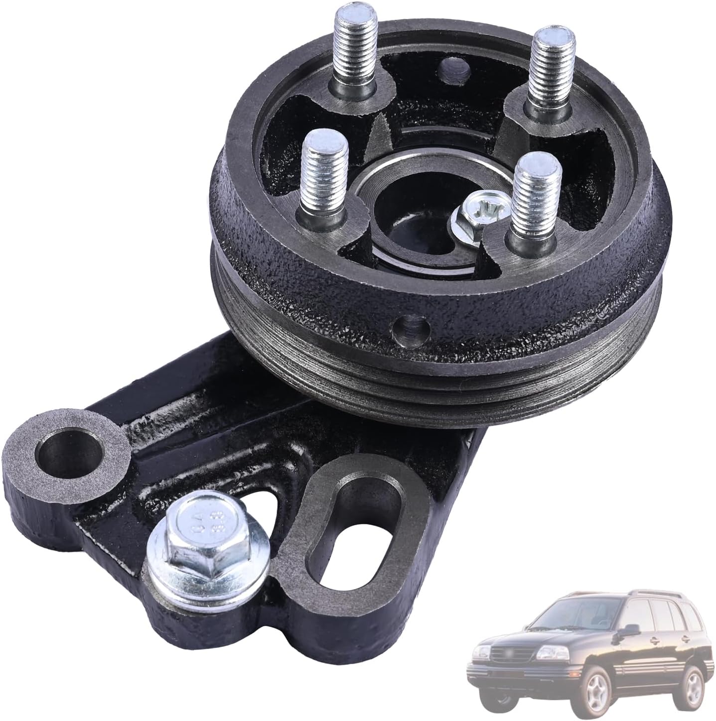 Engine Cooling Fan Pulley Bracket 17140-77E07 17140-77E06 Compatible with Suzuki Vitara 2.0L 1999-2003 Sidekick 1.8L 1996-1998 Replace 1714077E07 1714077E06 Pulley Cooling Fan