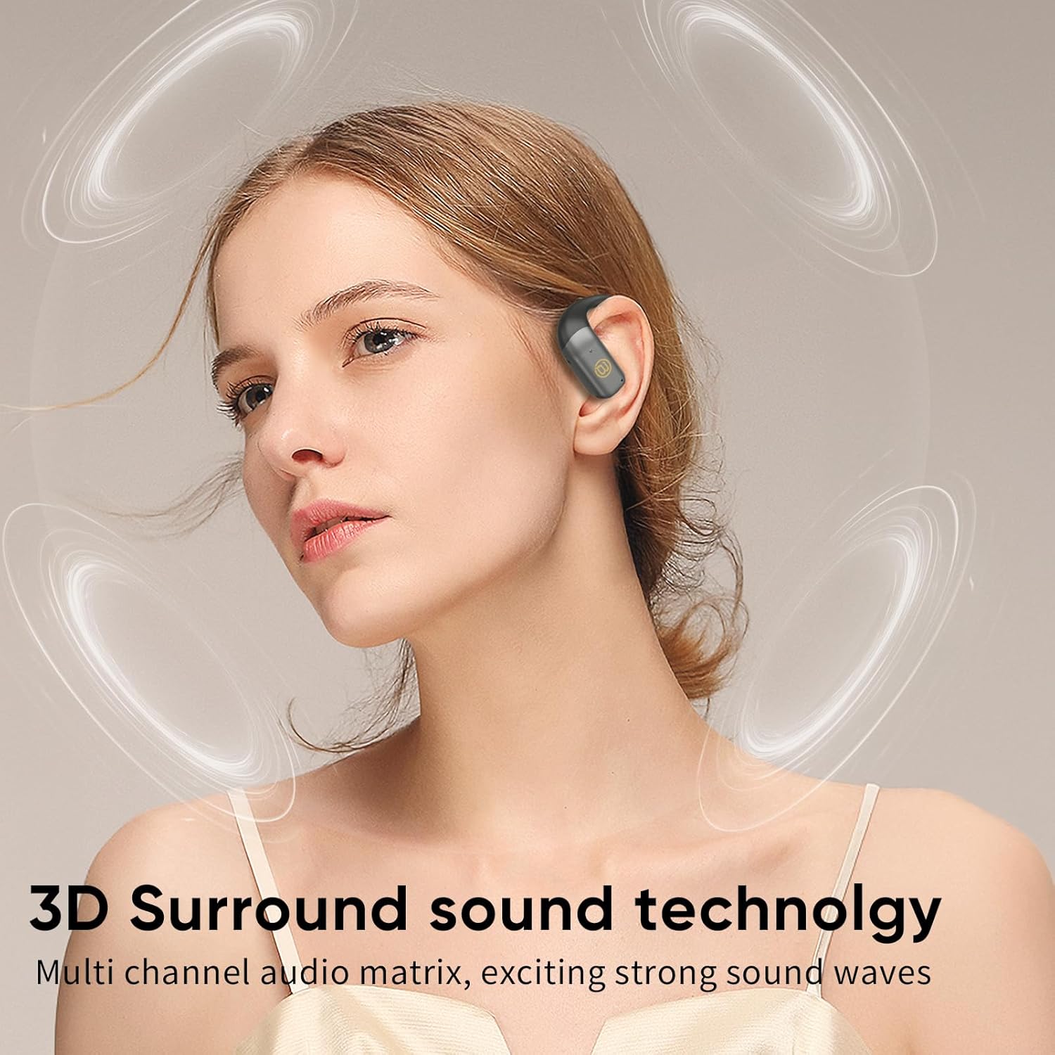 BUGANI Open Ear Headphones, Bluetooth 5.4 Wireless Earbuds with 60H Playtime, ENC Noise Cancelling Mic for Clear Calls, IPX5 Waterproof Sports Earphones for Running Workout Cycling