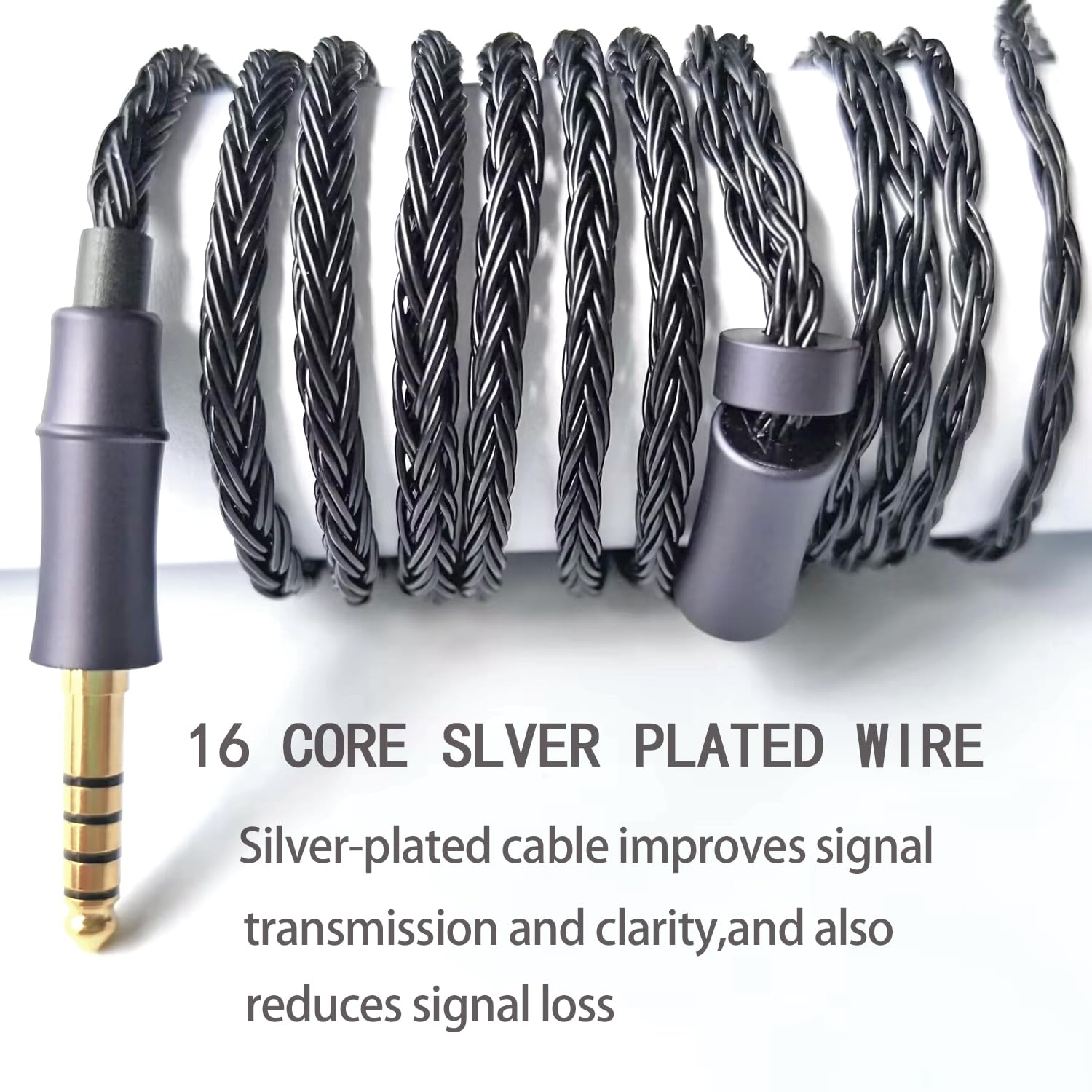 IEM 16-żyłowy, wymienny, ulepszony kabel słuchawkowy, 1,5 m QDC-C pin do KZ ZS10 ZSN PRO X AS16 CCA CRA C12 (wpuszczany 2-pinowy 4,4 mm, 1,5 m) czarny