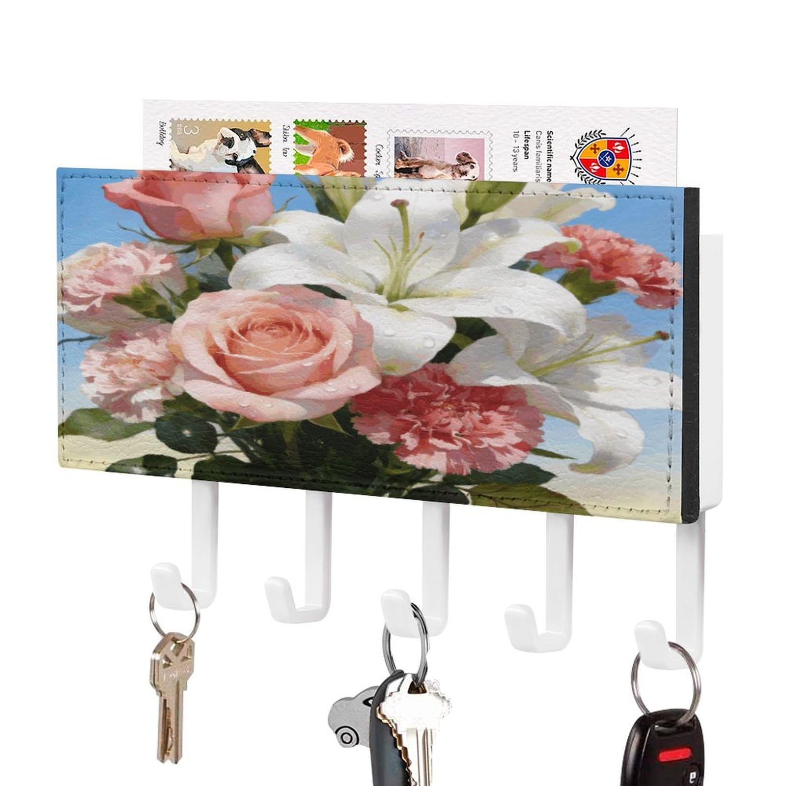 Evita perder las llaves con este soporte de pared adhesivo de piel con flores