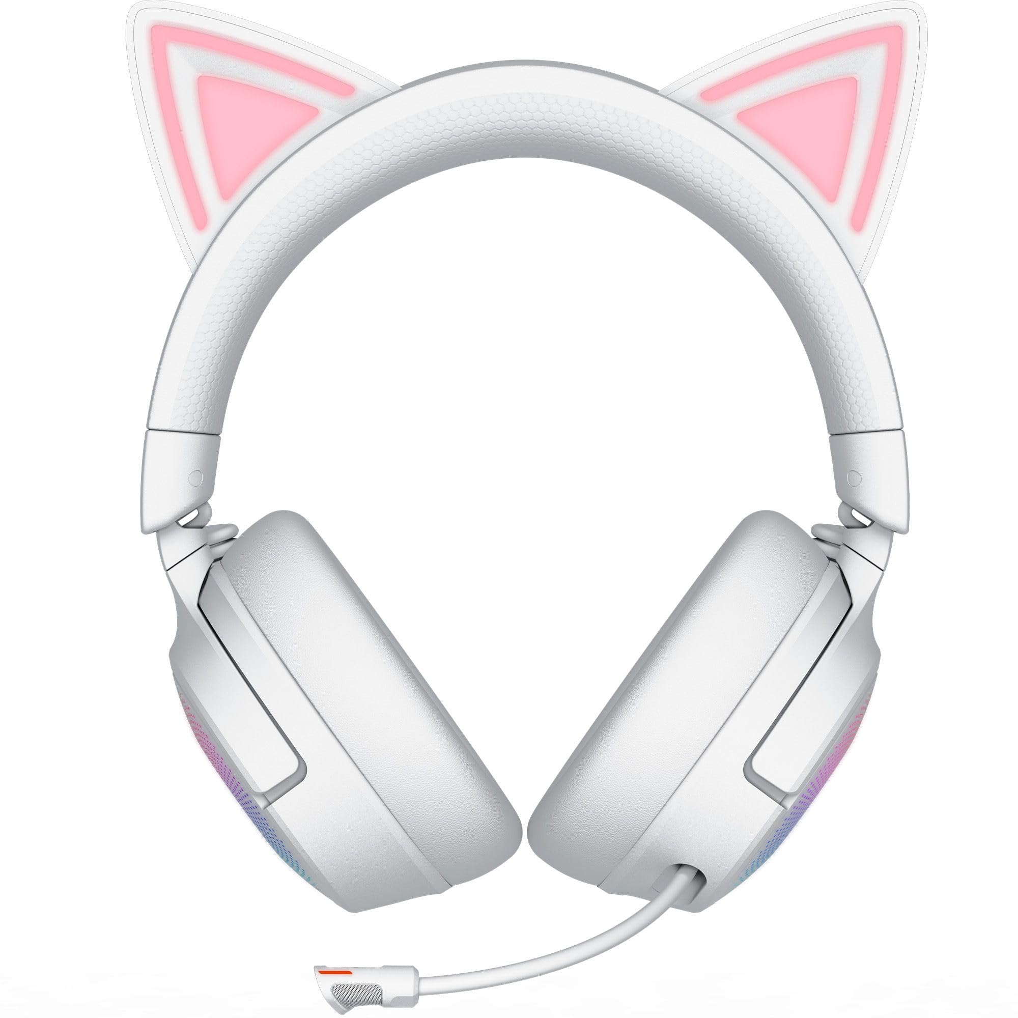 Razer Kraken Kitty V3 Pro – bezprzewodowy zestaw słuchawkowy RGB Kitty do gier – reaktywne uszy kota do streamowania – Triforce 40 mm Przetwornik – Hyperspeed Wireless i Bluetooth | Biały